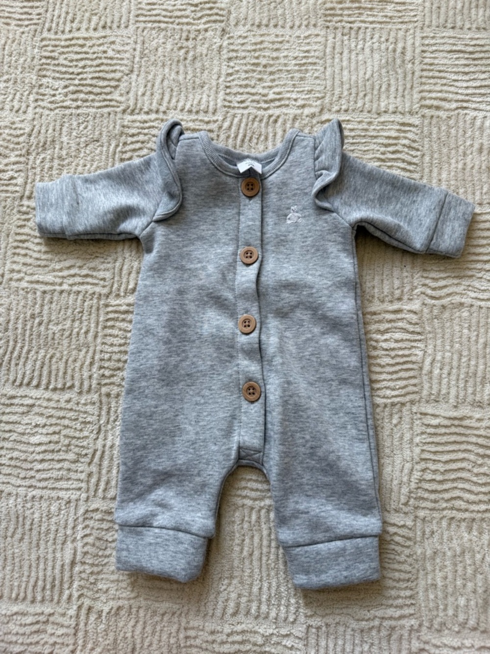 NWOT GAP Grey Long-Sleeve Ruffle Shoulder One-Piece